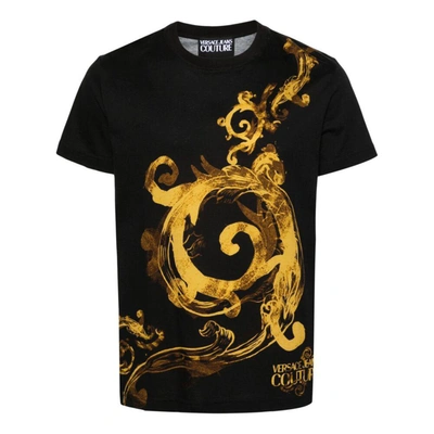 Versace Jeans Couture Barocc-print Cotton T-shirt In Black