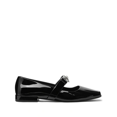 Versace Gianni Ribbon漆皮芭蕾舞平底鞋 In Black