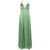 Zimmermann Gathered Silk-satin Maxi Dress In Green