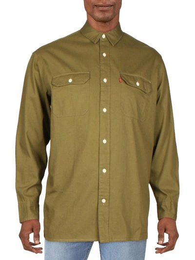 Levi's Mens Cotton Collared Button-down Shirt In Forest Den