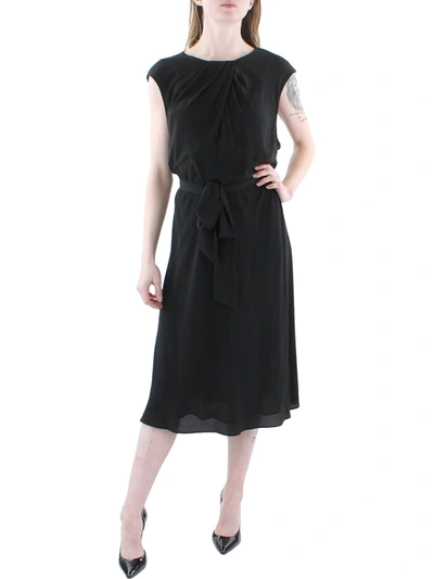 Lauren Ralph Lauren Womens Crepe Cap Sleeve Midi Dress In Black