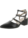 ALL BLACK GLADIATOR BLOCK WOMENS LEATHER STRAPPY PUMPS