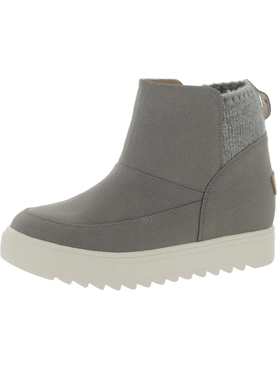 Yellowbox Mayben Womens Faux Leather Knit Ankle Boots In Grey