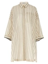 Brunello Cucinelli Long Sleeve Striped Shirt With Button-down Front In White
