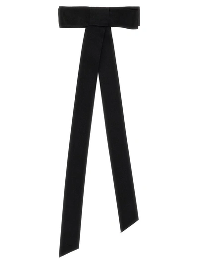 Dolce & Gabbana Satin Bow Tie Scarves, Foulards Black