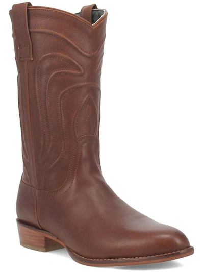 Dingo Montana Mens Leather Pull On Cowboy, Western Boots In Brown