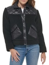 CALVIN KLEIN WOMENS MIXED MEDIA SHERPA QUILTED COAT