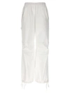 Nude Cargo Pants Elastic Waist Drawstring Hem Pockets In White