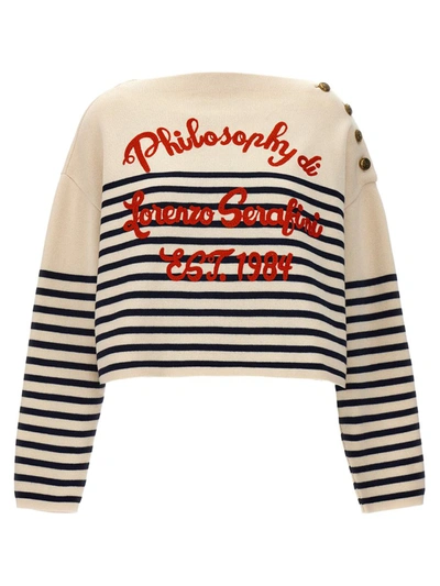Philosophy Di Lorenzo Serafini Logo Embroidery Striped Sweater In Multicolour