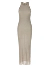 Rick Owens Ribbed Texture Midi Length Sleeveless Dress In Beige