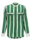 Wales Bonner Cadence Silk Shirt Green And Ivory In Multicolor