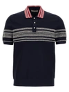 Wales Bonner 'daybreak' Striped Ribbed Polo Shirt In Blue