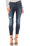 7 For All Mankind Skinny Ankle Jeans With Step Hem In Dark Riverside In Dark Riverside Drive