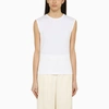 LOULOU STUDIO WHITE COTTON CREWNECK TANK TOP