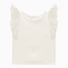 CHLOÉ WHITE COTTON TANK TOP WITH RUFFLES