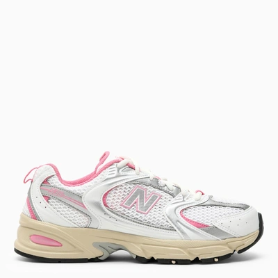 New Balance Womens White Pink Silver Off Wh Mr530 Logo-embossed Leather And Mesh Low-top Trainers
