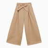 CHLOÉ IVORY LINEN TROUSERS WITH BOW