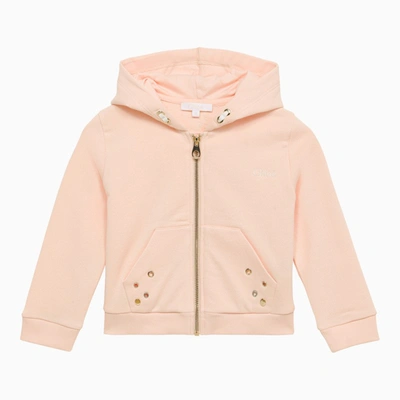 Chloé Kids' Organic Cotton Eyelet-detail Hoodie (4-14 Years) In Pink