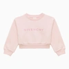 GIVENCHY PINK COTTON BLEND CROPPED SWEATSHIRT WITH LOGO