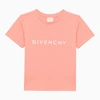 GIVENCHY APRICOT-COLOURED COTTON T-SHIRT WITH LOGO