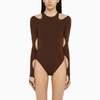 ANDREÄDAMO BROWN BODYSUIT WITH CUT-OUT
