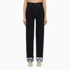 Burberry Contrast Cuff Denim Trousers In Blue