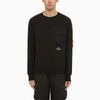 PARAJUMPERS COTTON BLACK SWEATSHIRT WITH PATCH POCKET