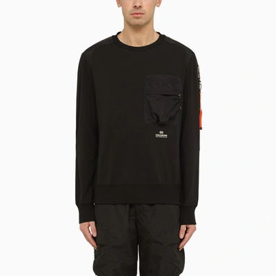 PARAJUMPERS COTTON BLACK SWEATSHIRT WITH PATCH POCKET