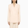 Loulou Studio Lahari Collarless Double-breasted Linen Blazer In Pink