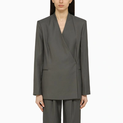 LOULOU STUDIO LOULOU STUDIO | SANDYATO SINGLE-BREASTED GREY VISCOSE BLAZER