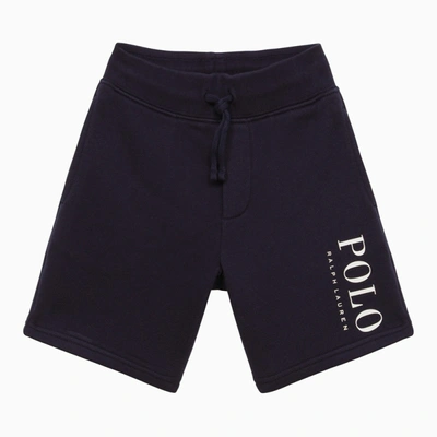 POLO RALPH LAUREN BLUE NAVY COTTON-BLEND BERMUDA SHORTS 