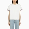 BOTTEGA VENETA WHITE COTTON CREW-NECK T-SHIRT WITH EMBROIDERY