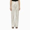 Rotate Birger Christensen Silver Pants In Organic Denim In White