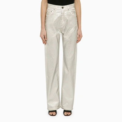 ROTATE BIRGER CHRISTENSEN SILVER PANTS IN ORGANIC DENIM