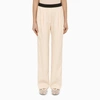 LOULOU STUDIO CREAMY PINK LINEN-BLEND PANTS