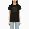 MAX MARA BLACK COTTON T-SHIRT WITH LOGO