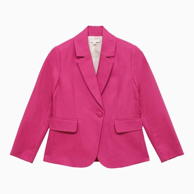 CHLOÉ PINK SINGLE-BREASTED JACKET IN LINEN AND COTTON