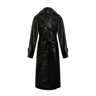 Dolce & Gabbana Leather Coat Foto In Black