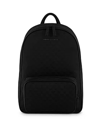 Emporio Armani Nylon Backpack With All-over Jacquard Eagle In Black