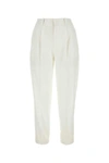 Pt Torino White Stretch Polyester Pant In White