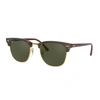 Ray Ban Clubmaster Classic Sunglasses Tortoise Frame Green Lenses 55-19 In Gold