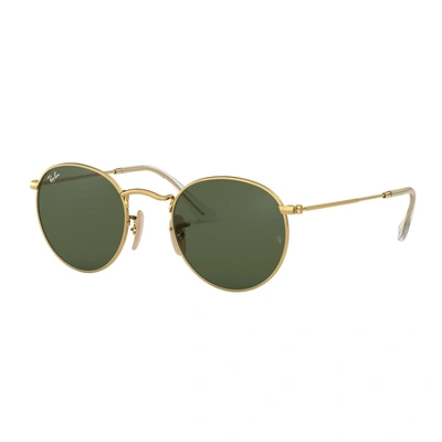 Ray Ban Ray-ban Unisex Sunglasses, Rb3447 Round Metal In Green Classic G-15