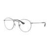 Ray Ban Round Metal Optics Eyeglasses Gunmetal Frame Clear Lenses 47-21