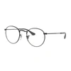 Ray Ban Round Metal Optics Eyeglasses Black Frame Clear Lenses 47-21 In Silver