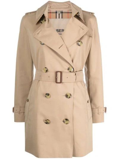 Burberry Kensington Cotton Trench Coat In Brown