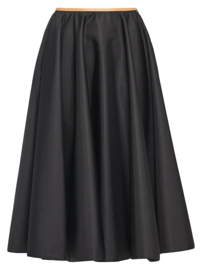 Prada Full Re-nylon Skirt In Nero