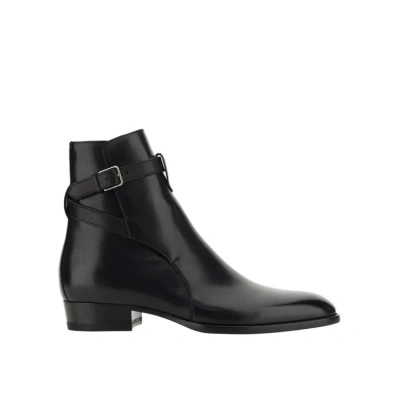 Saint Laurent Wyatt 30 Jodhpur Leather Boots In Black