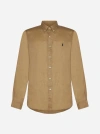 Polo Ralph Lauren Logo-embroidery Linen Shirt In Vintage Khaki