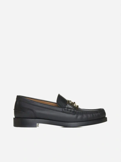 Fendi Leather Loafers In Black