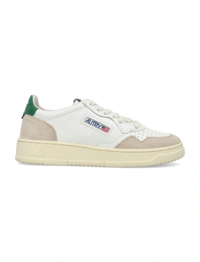 Autry Medalist Low Suede And Leather Sneakers In White Green